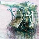 Threshing Machine, 2013 , Acrylic collage on reinforced paper , 200x200 cm