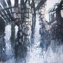 Blue room , 2009 , Acrylic collage on canvas, 230x140 cm