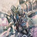 Crash , 2013 , Acrylic/collage on canvas, 55x46 cm