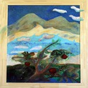 bez naziva, komb.teh.:rišiveno platno, enkaustika, kolaž. 200x150 cm , 2014.
